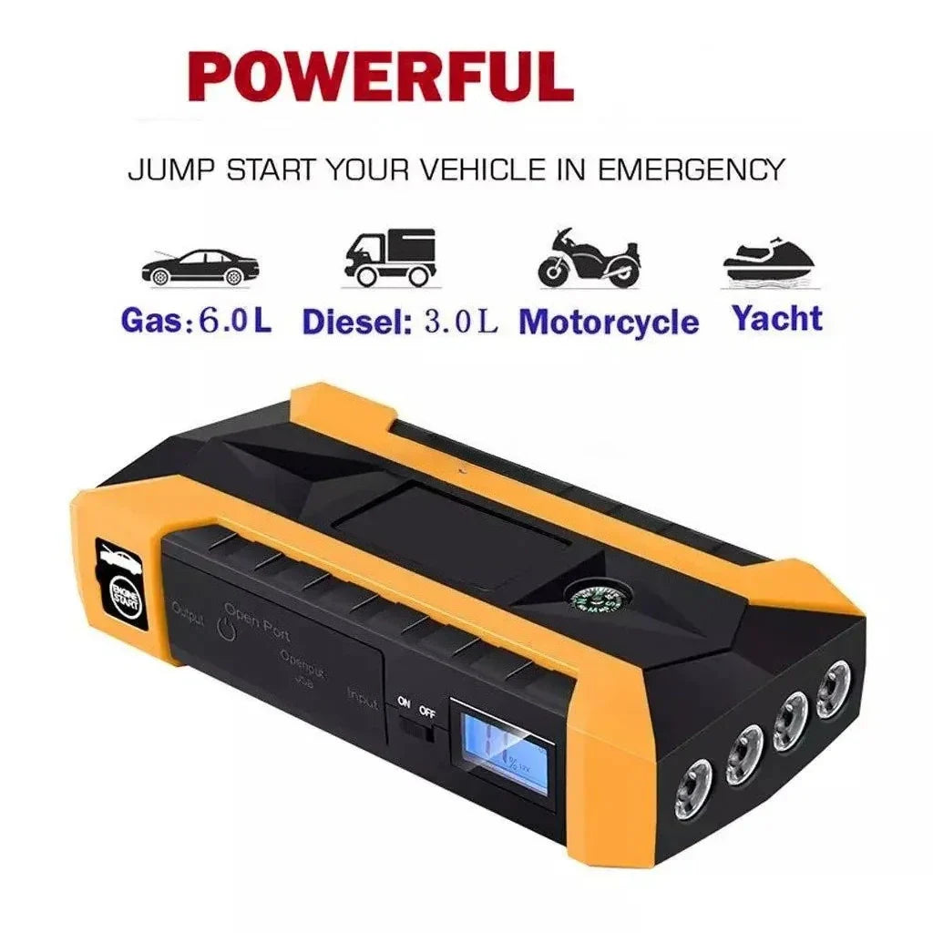 Arrancador/Iniciador de Batería Para Autos y Motos 4 en 1 🚗⚡ Bomba de aire + ENVIO GRATIS
