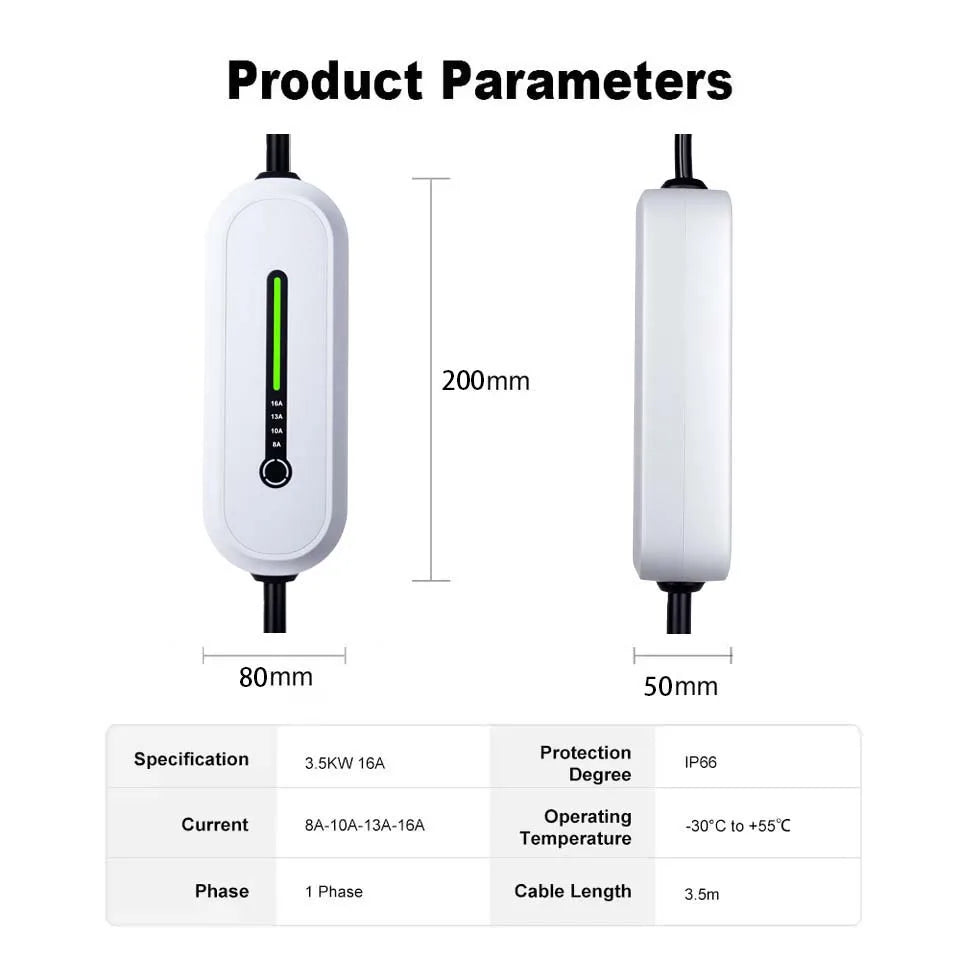 Fast & Portable: 16A Electric Vehicle Charging Station – Type 2 / GBT Universal EV Charger