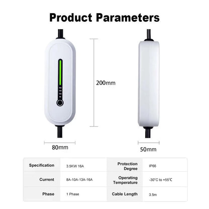 Fast & Portable: 16A Electric Vehicle Charging Station – Type 2 / GBT Universal EV Charger